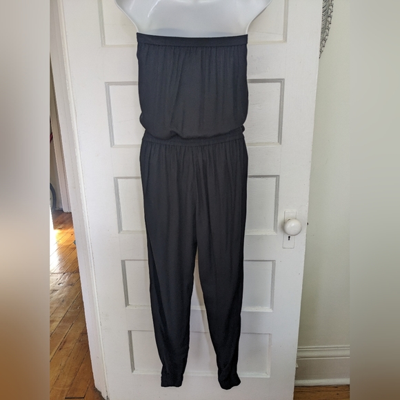 Aritzia Sunday Best Black Strapless Tabata Ankle Boho Jumpsuit Romper Size XS - Picture 6 of 10